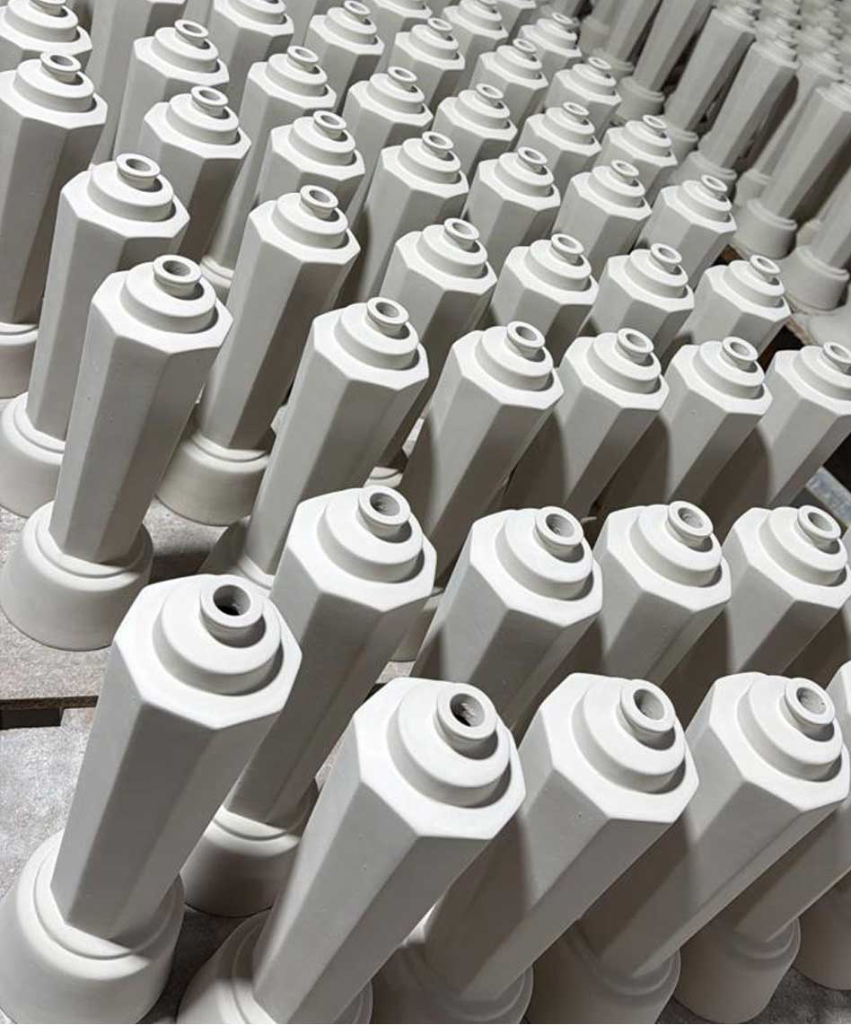 Handcrafted ceramic bottles in the workshop