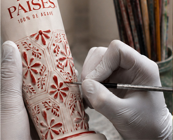 Detail of the hand-painting process